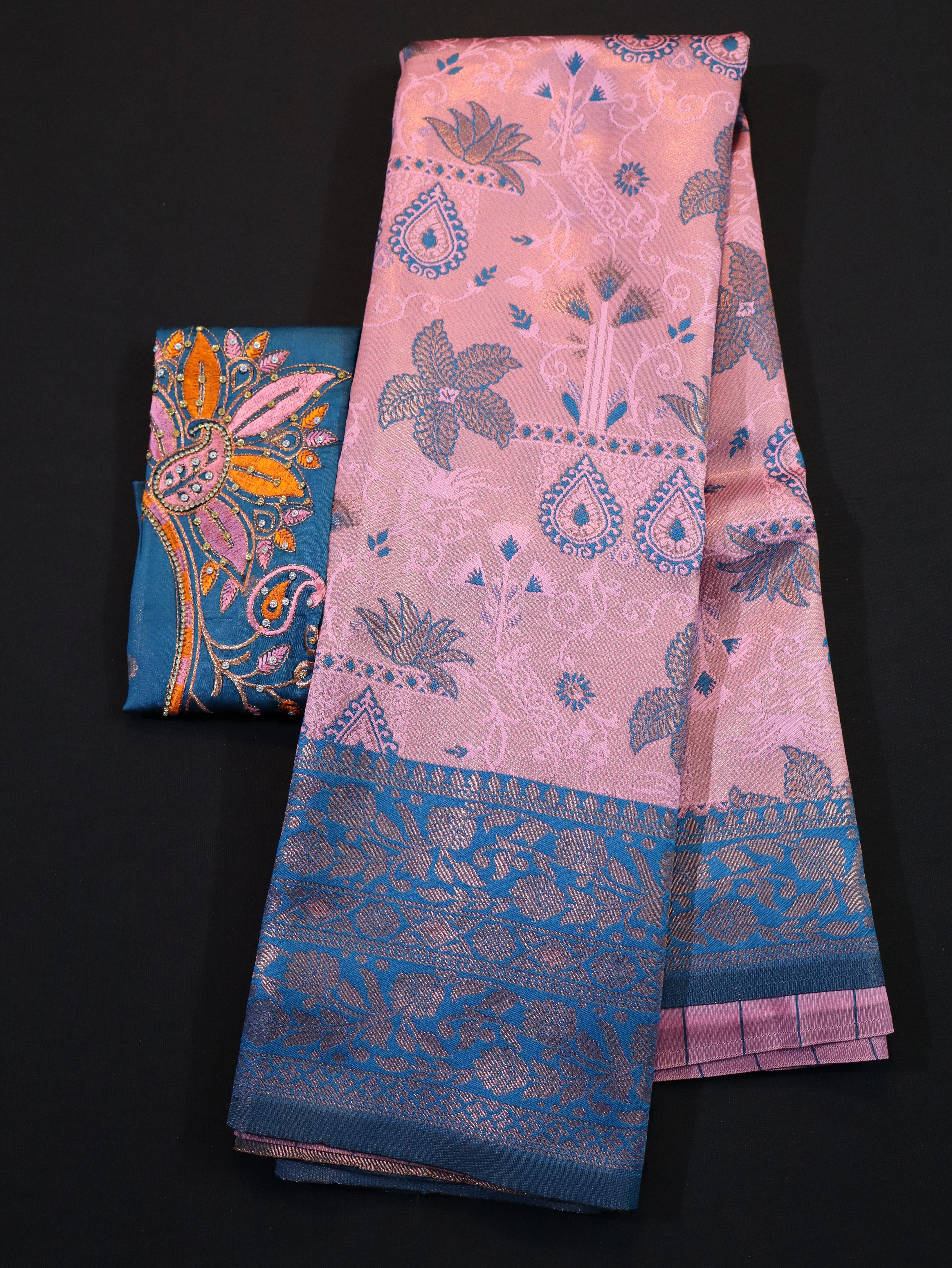VISCOSE DUPION SAREE WITH DESIGNER BLOUSE-2