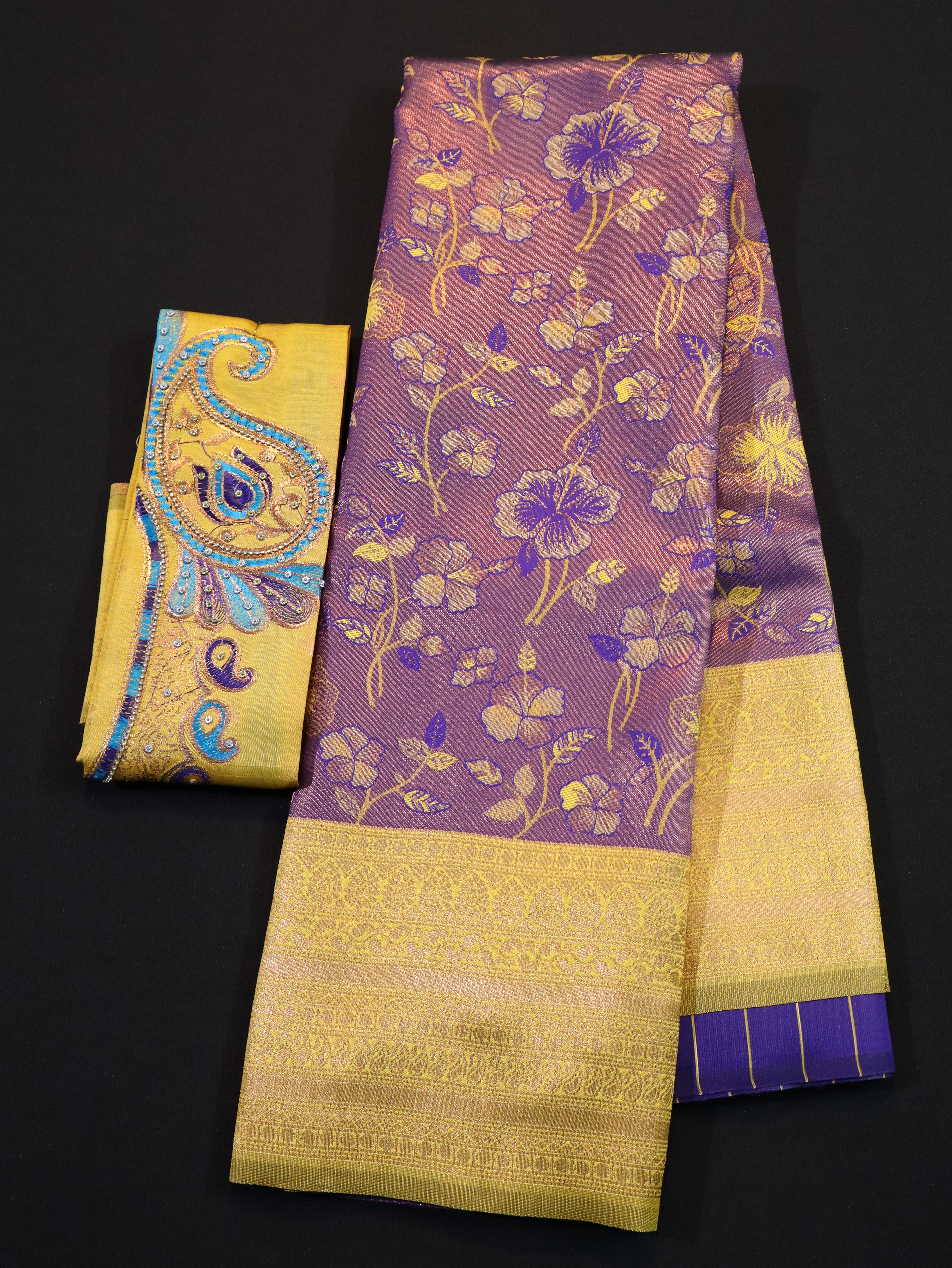 VISCOSE DUPION SAREE WITH DESIGNER BLOUSE-6