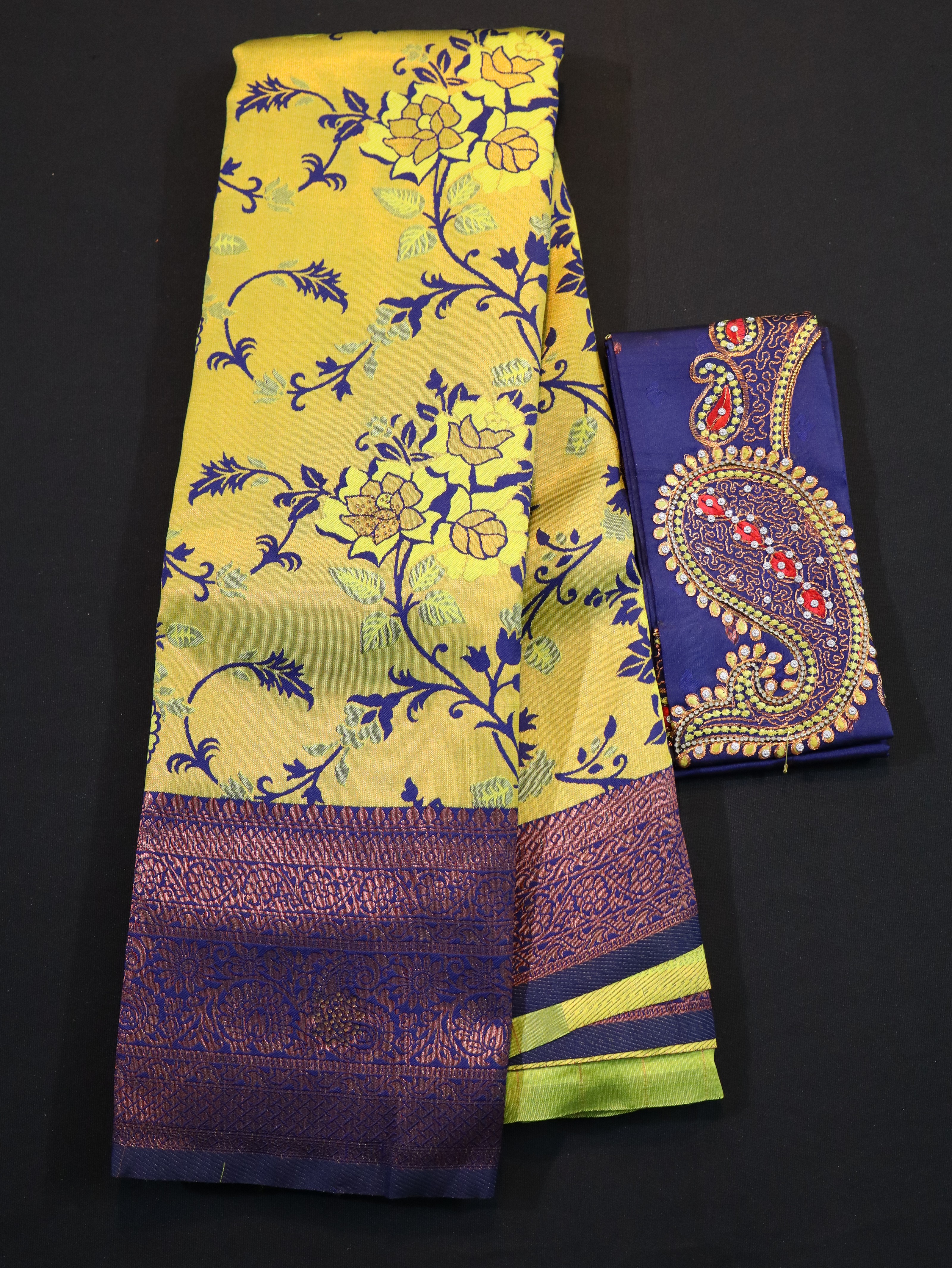 KANCHIPURAM SEMI SILK WITH DESIGNER BLOUSE