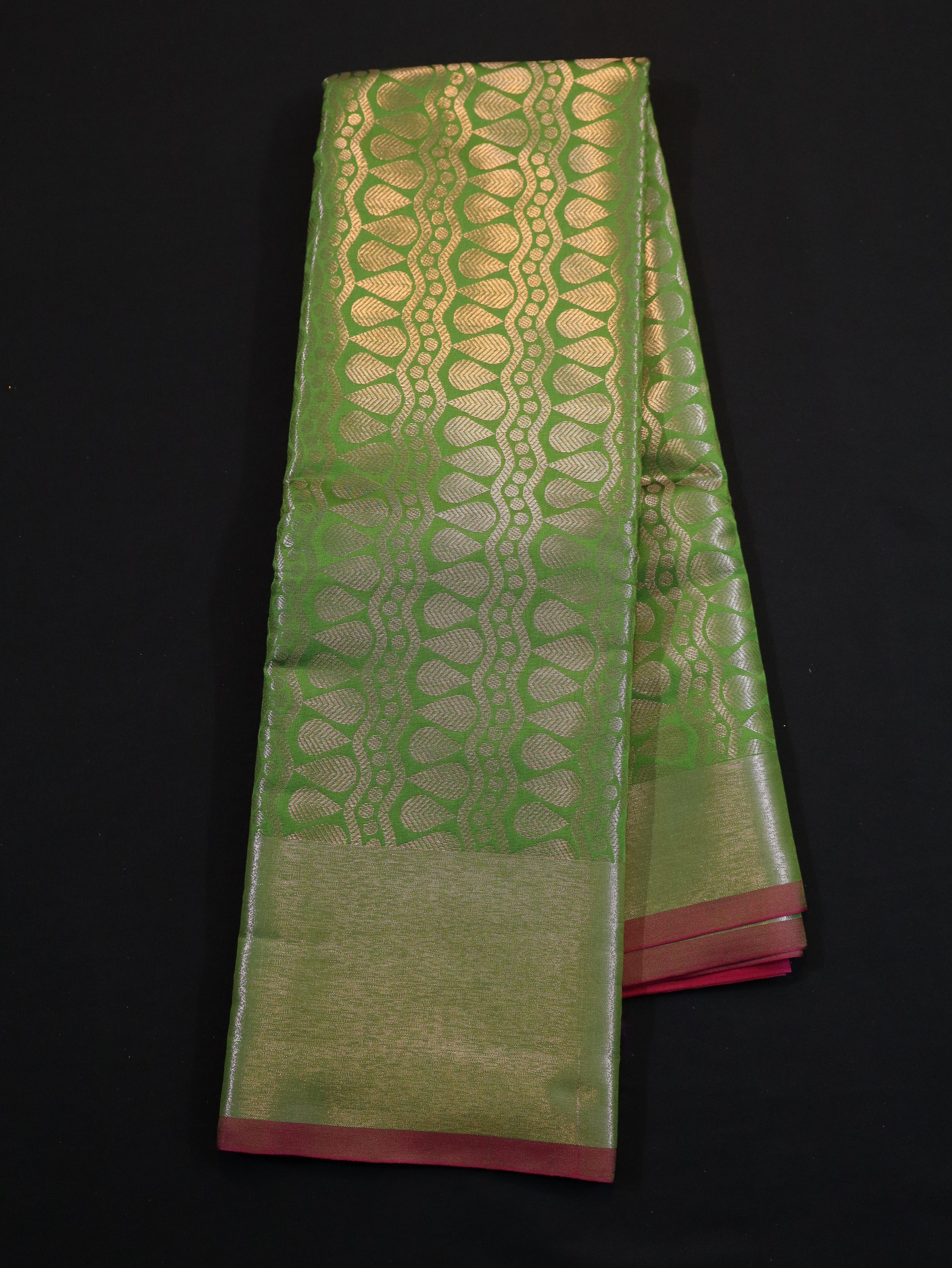 GOLD ZARI BROCADE WORK SEMI SILK SAREES-1