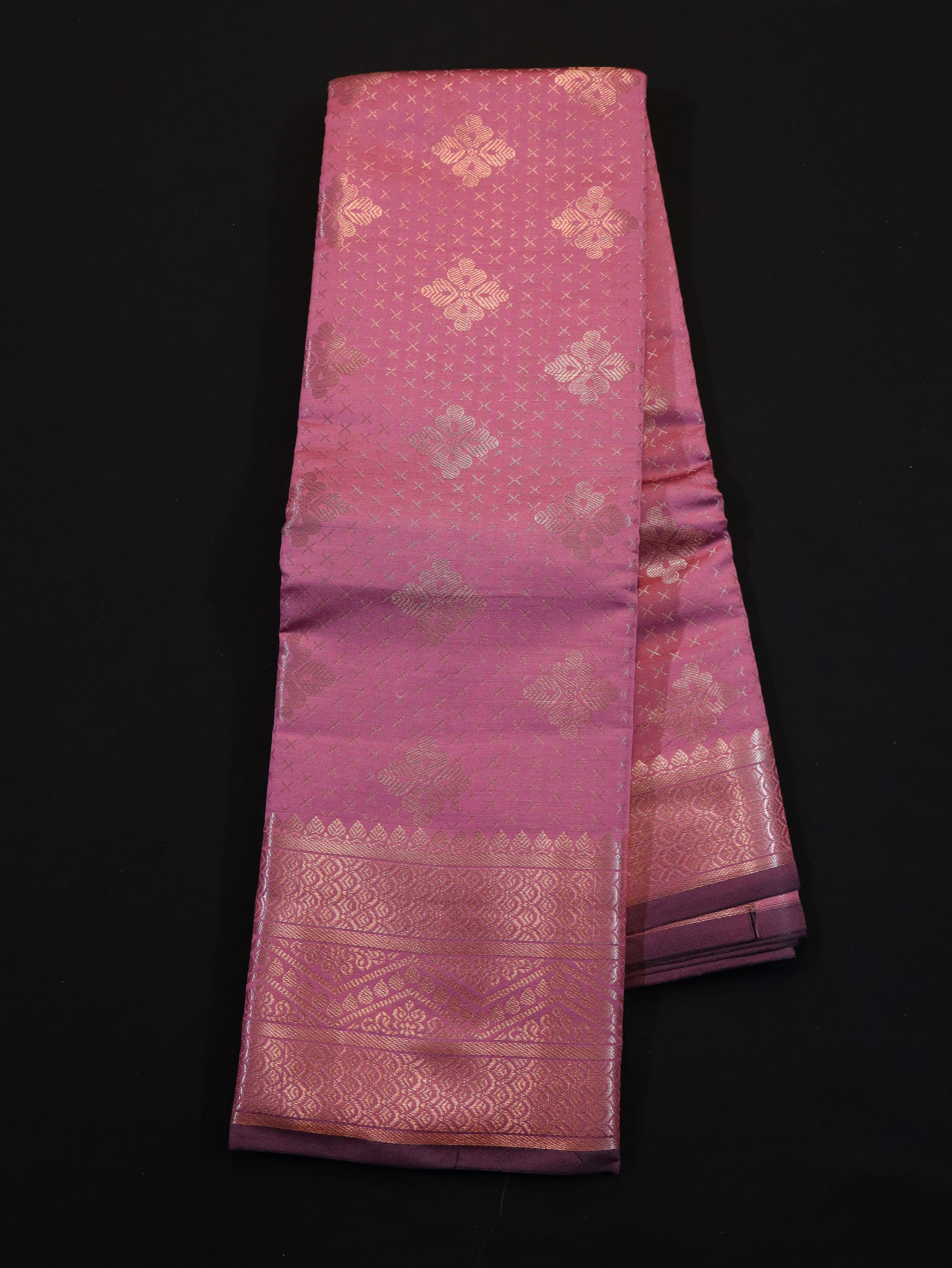 GOLD ZARI BROCADE WORK SEMI SILK SAREES-3