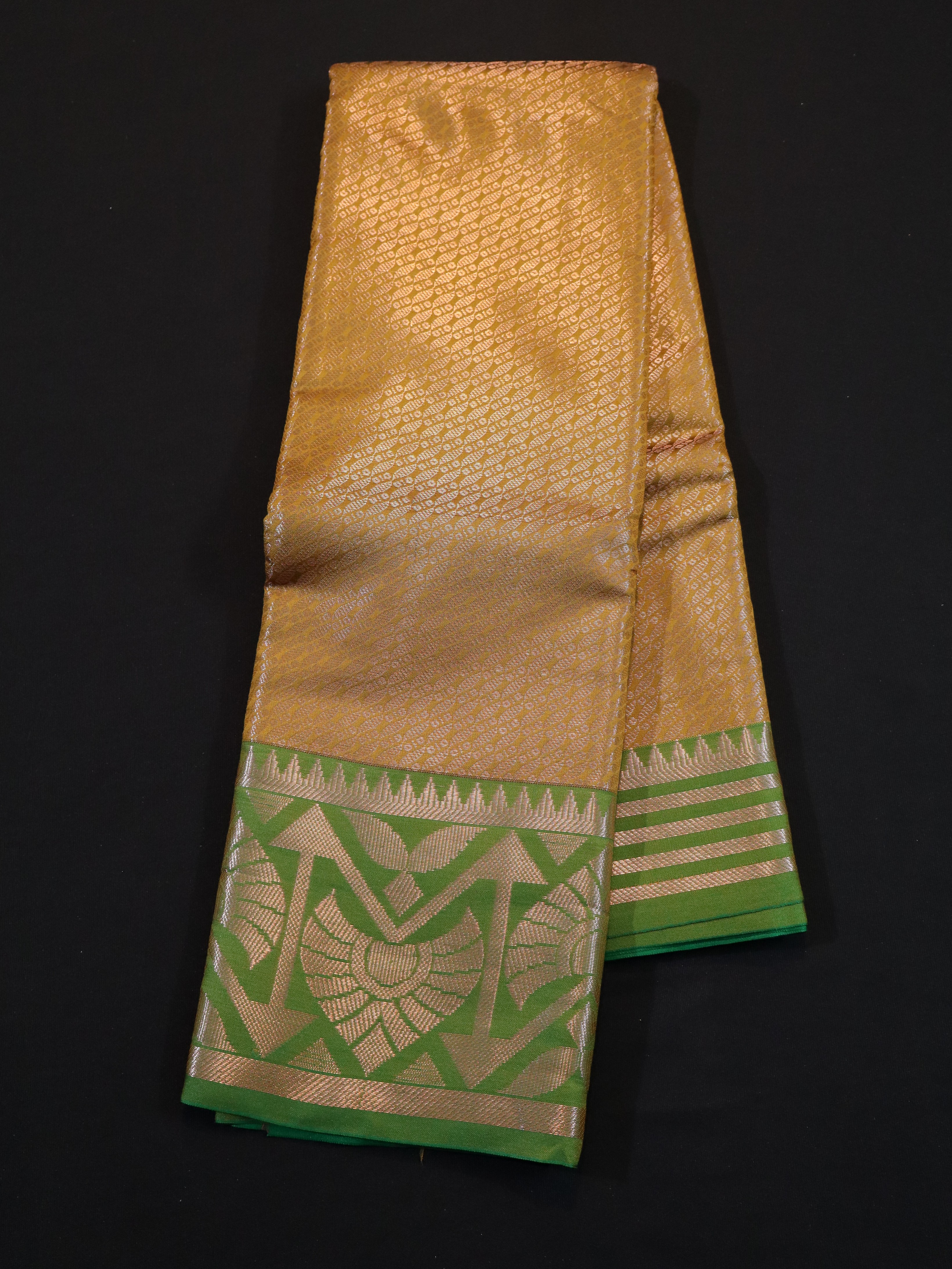 GOLD ZARI BROCADE WORK SEMI SILK SAREES-6