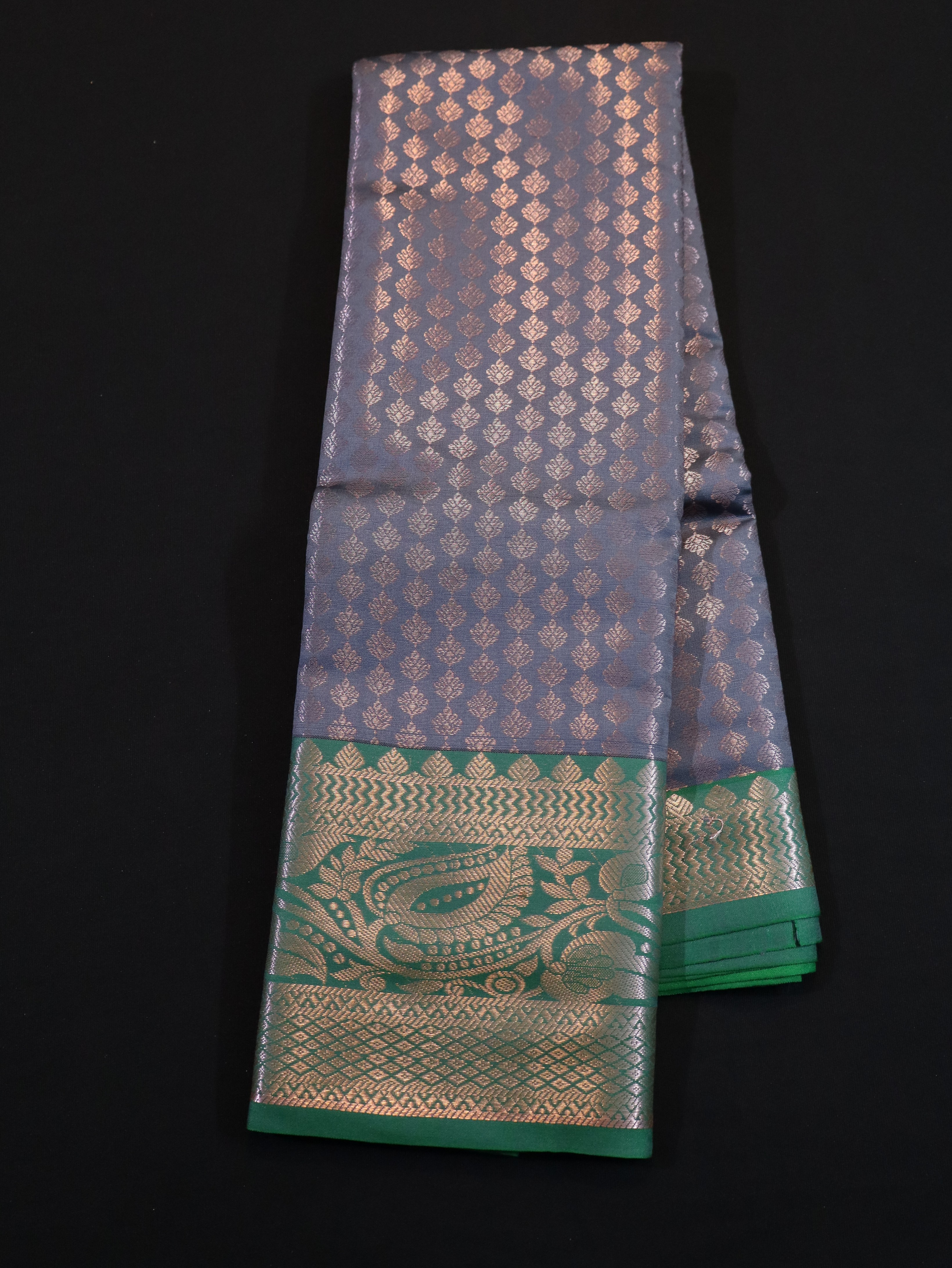 GOLD ZARI BROCADE WORK SEMI SILK SAREES-7