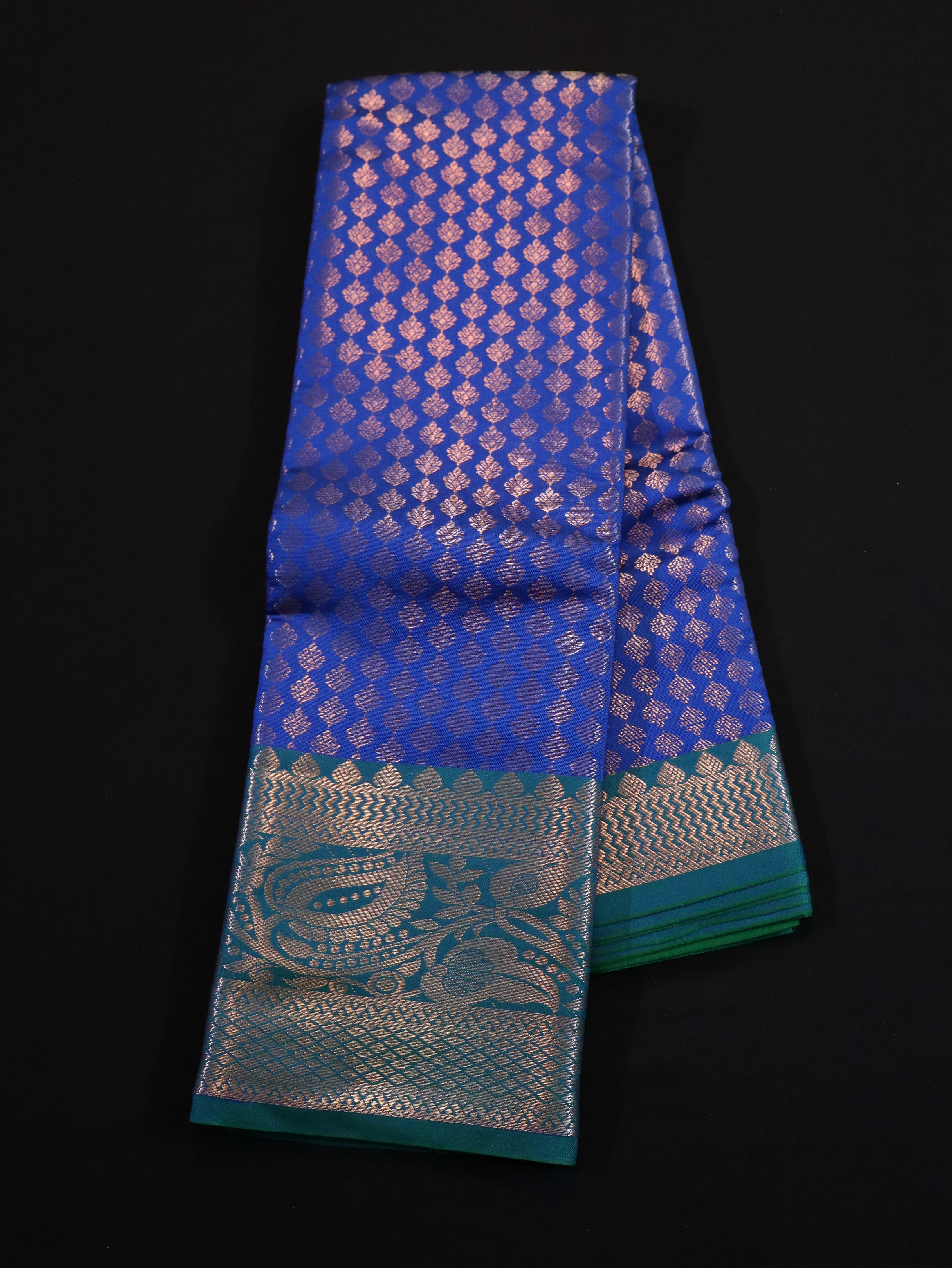 GOLD ZARI BROCADE WORK SEMI SILK SAREES-8