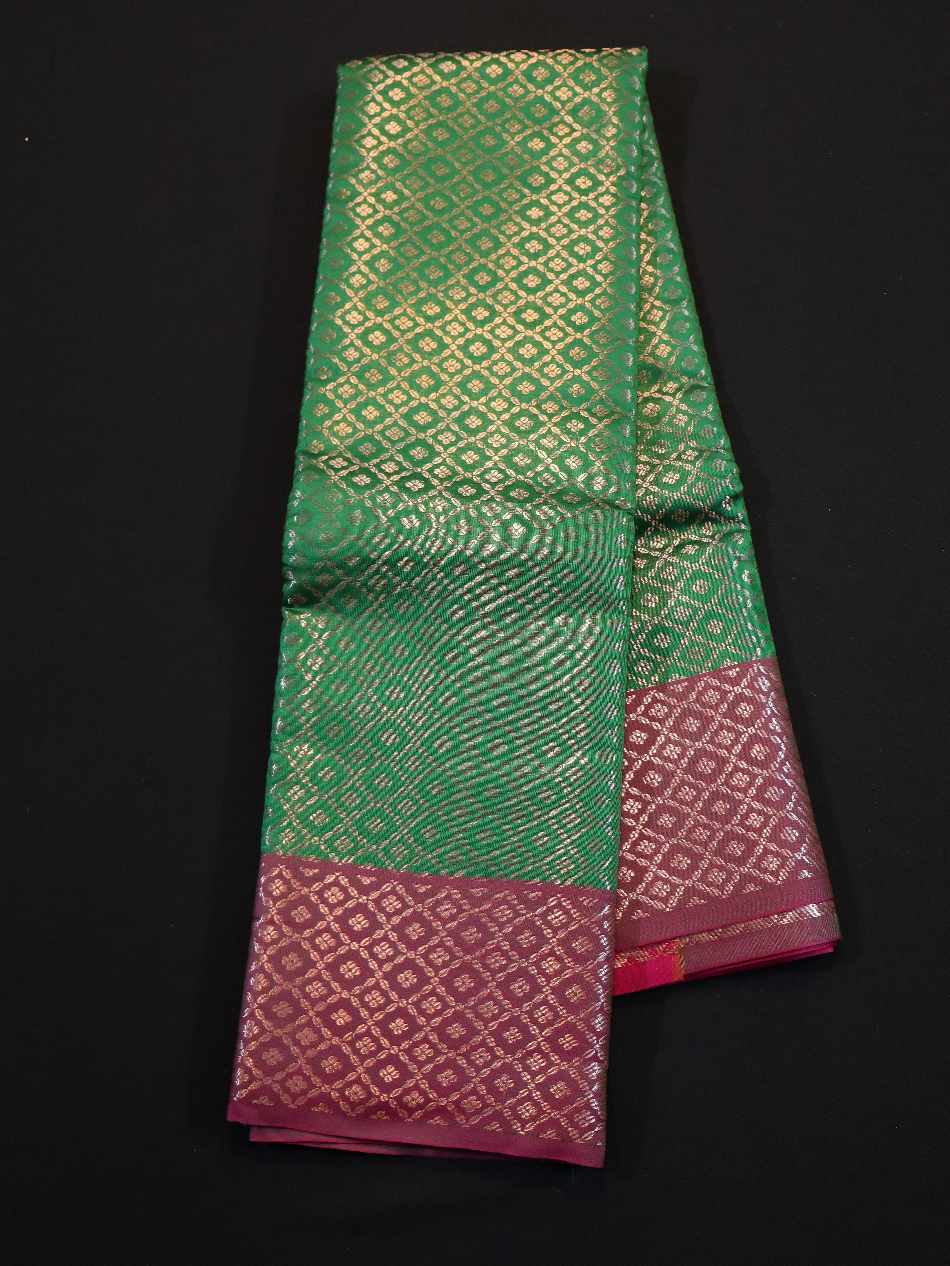 GOLD ZARI BROCADE WORK SEMI SILK SAREES-9