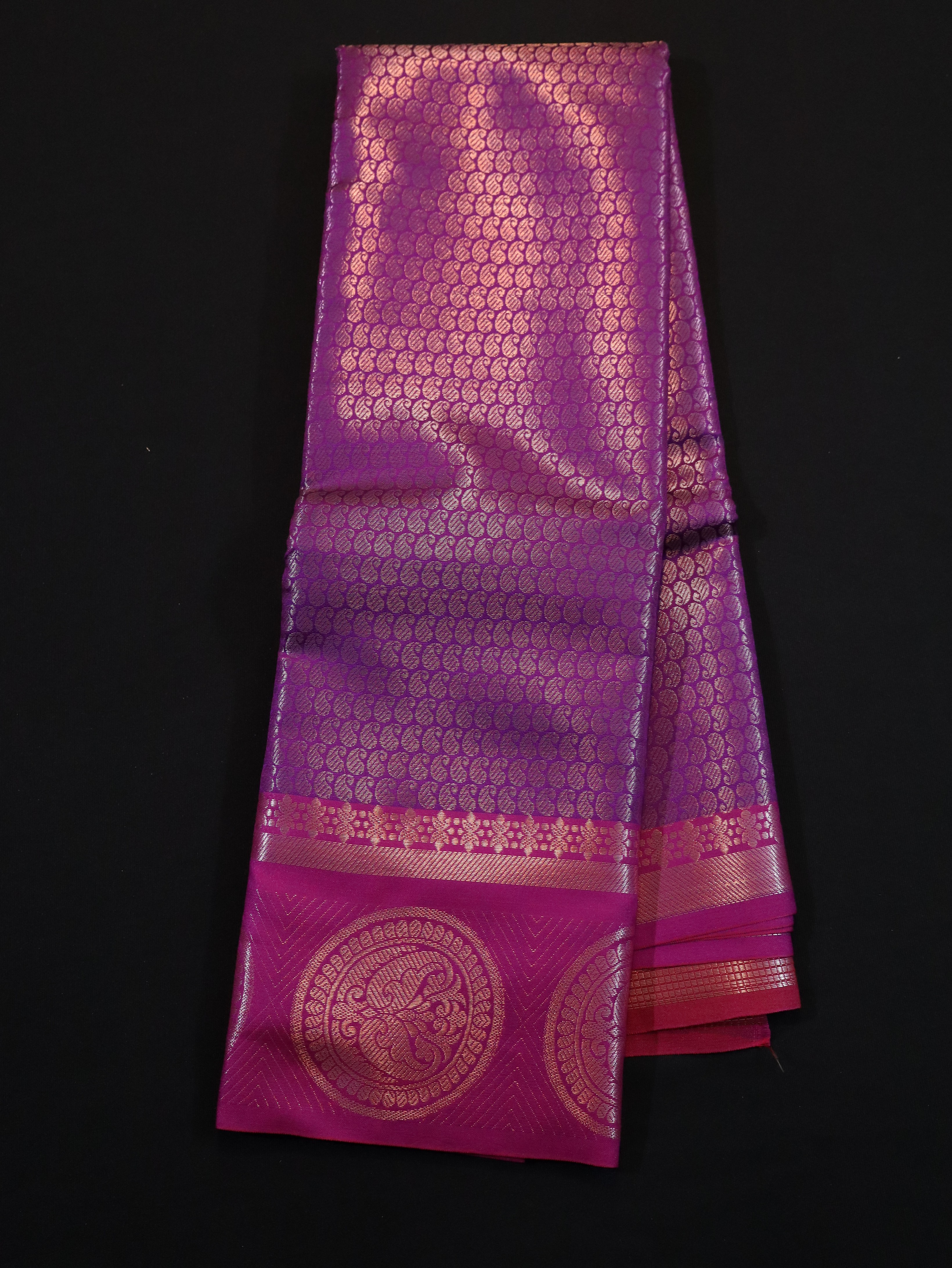 GOLD ZARI BROCADE WORK SEMI SILK SAREES-10