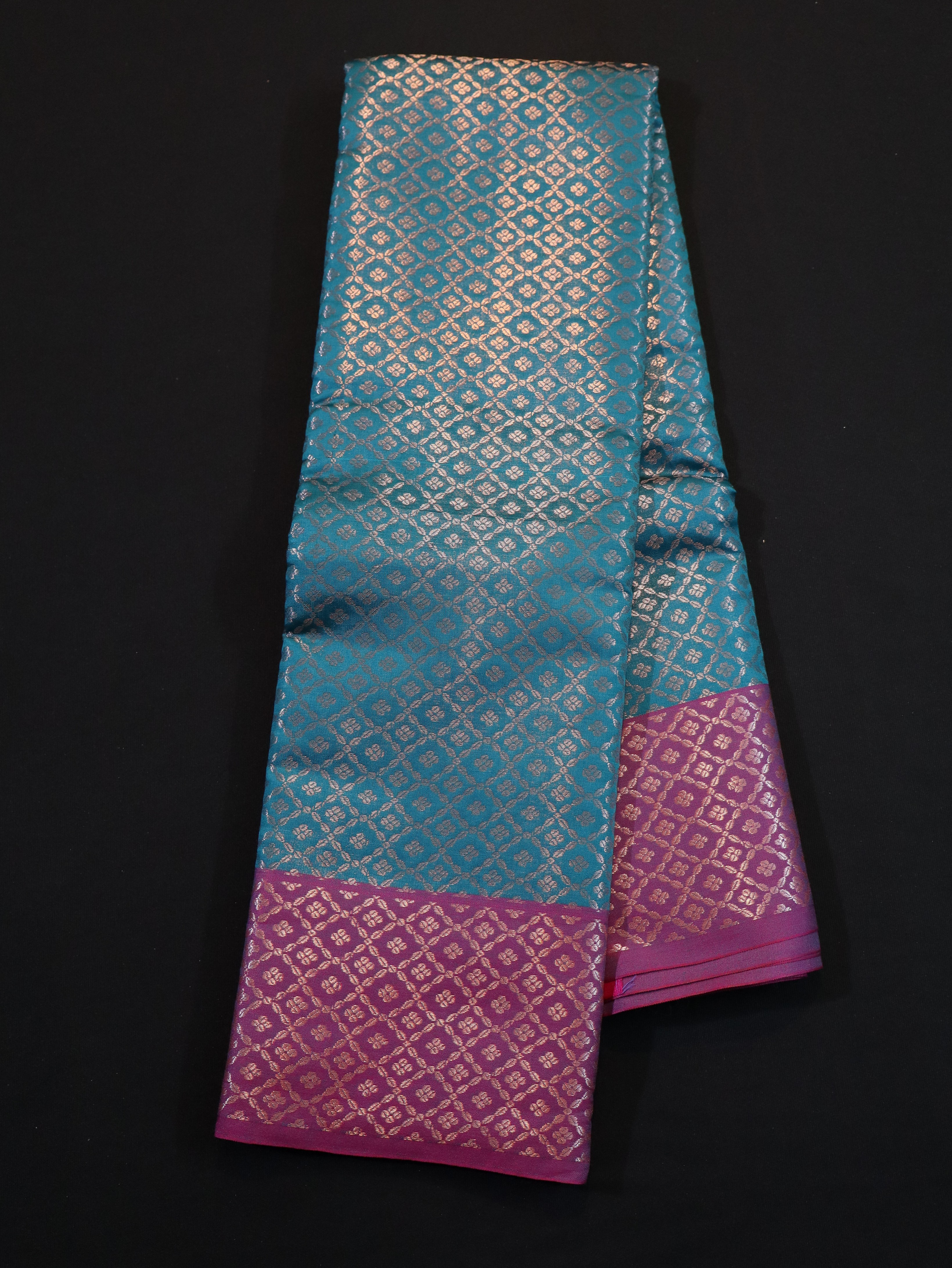 GOLD ZARI BROCADE WORK SEMI SILK SAREES-12